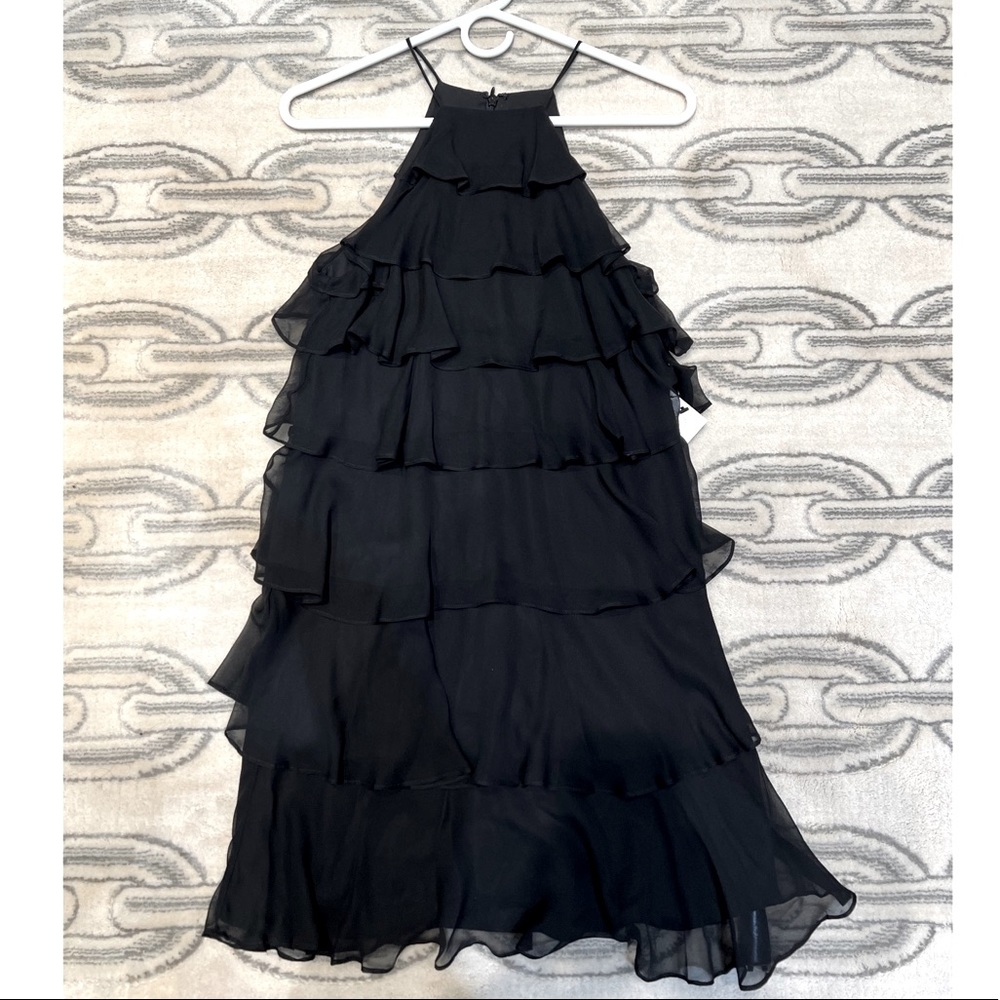 NWT BAILEY 44 Black Halter Ruffle Dress